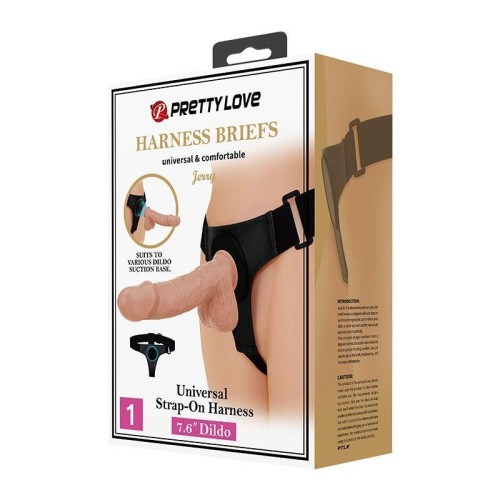 Страпон на ремне Pretty Love - Harness Briefs Jerry 7.6", 21.8 см